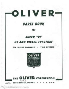 Oliver Super 99 Parts Manual - Picture 1 of 1