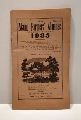 The Maine Farmer's Almanac 1935 Daniel Robinson No. 117 Historical Reference - Image 1 of 4