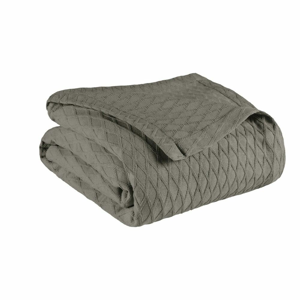 100% Cotton Geometric Diamond Weave All Season Solid Blanket Soft Sofa Bed Throw