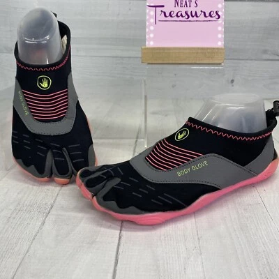Guante corporal 3T para mujer descalzo rosa negro gris diseño de 3 punteras zapatos de agua ajustados talla 7 Foto 1 de 4