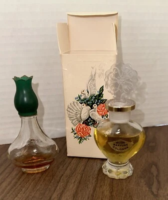 Lot Avon Rapture Cologne 5 oz. And .5 Oz Cologne W Box Green Top Doves - Image 1 of 4