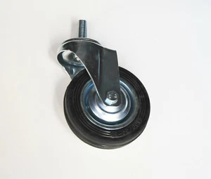 RUOTA CARRELLO GOMMA ROTANTE GIREVOLE MOBILI 4" ATTACCO PERNO FILETTATO M10X30 - Foto 1 di 3