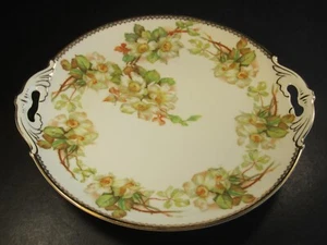 Antique Habsburg M&Z Austria Large Florals & Gold Decorated 2 Handle 10.5" Plate - Picture 1 of 6