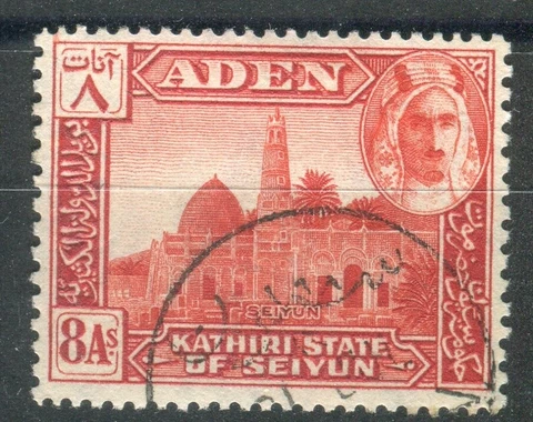 Aden Seiyun KGVI 1942  8a red SG8 fine used Cover