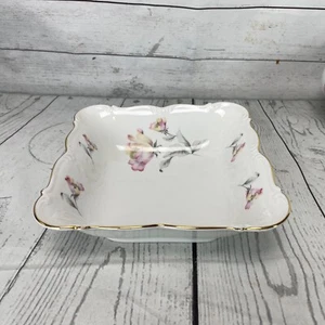 Edelstein Square Bowl Bavaria Germany Maria Theresia Irish Rose Gold Trim vtg - Picture 1 of 7