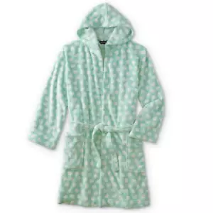 NEW Heart Robe Womens Size XL Bathrobe Mint Green White Hood Bath 14 16 18 - Picture 1 of 1