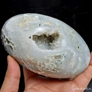 1,14 kg/5,25 x 3,25 Zoll natürlicher Dendrit Moos Achat Druzy Ei Mineral Edelstein - Bild 1 von 8