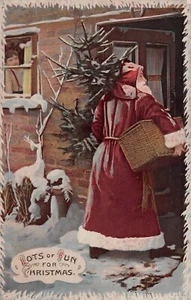 POSTKARTE GRUSS VIEL SPASS ZU WEIHNACHTEN WEIHNACHTSVATER - Bild 1 von 2