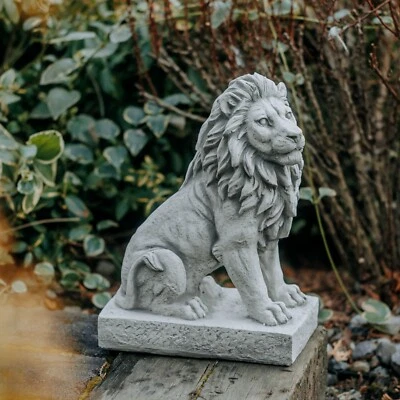 Löwe rechts Steinfigur H.34 cm 25 x 14 cm Grau 10 kg Weißbeton frostsicher - Bild 1 von 4