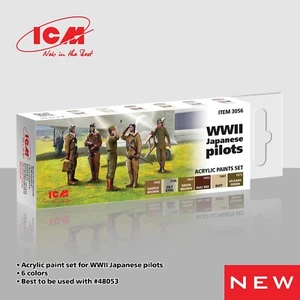 Acrylic paints set for model kit WWII Japanese pilots Grey Brown Green ICM 3056 - Picture 1 of 7