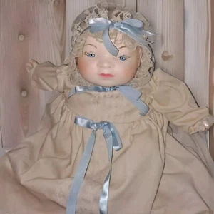 Vintage Big Baby Doll Hand Made OOAK 17" Porcelain Head, Arms Dolls C. FOY 1985 - Picture 1 of 5