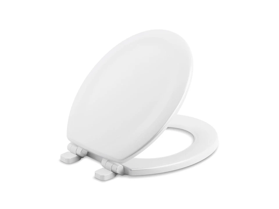 Round-front, Slow-Close, Wood, White toilet seat - Image 1 of 4