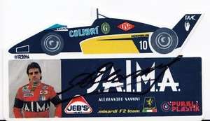 SIGNED ALESSANDRO NANNINI MINARDI F2 M283 TEAM 1983 ORIGINAL STICKER AUTOGRAPH - Picture 1 of 3