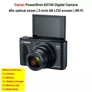 GREAT - Canon PowerShot SX740 HS 20.3MP 40x Optical Zoom 4K Digital Camera Black - Picture 1 of 9