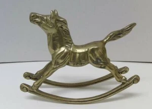 Vintage Solid Brass Rocking Horse Statue Figurine Western Equestrian Carnival - Picture 1 of 7