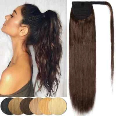 Remeehi Straight Remy Human Hair Clip In Ponytails 80G Human Hair Extensions - Image 1 of 4