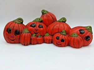 Vtg Hand Painted Halloween Ceramic Pumpkin Patch Mound Jack-o-Lantern Light Up - Picture 1 of 12