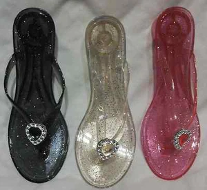 Women's Jelly Sandals, 3 Colors:  Black, Clear, & Pink; Sizes 5 to 10, New!!! - Picture 1 of 7