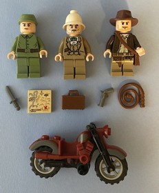 Lego 7620 Indiana Jones Henry Russian Soldier Minifigures Red Motorcycle 7625