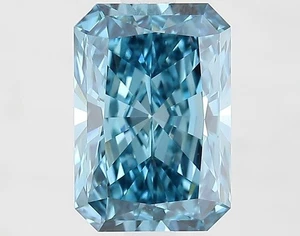 Fancy Vivid Blue Radiant 1.86 Cts VS1 Lab Grown CVD Diamond With Free Shipping - Picture 1 of 10