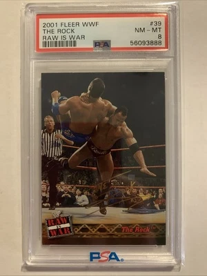 2001 Fleer WWF Raw is War #39 The Rock WWE Wrestling PSA 8 - Image 1 of 2