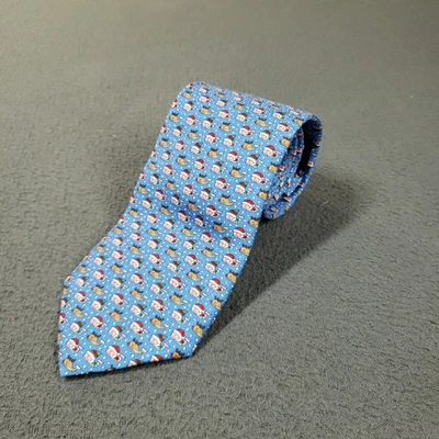 Corbata de Navidad Vineyard Vines 100 % seda ayudante de Santa azul atlántico Prepy  Foto 1 de 4