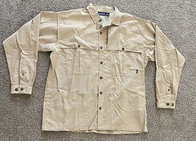 Camisa Patagonia Para Hombre XL Naranja Cuadros Manga Larga Tropical Plana Botón Ventilado Foto 1 de 4