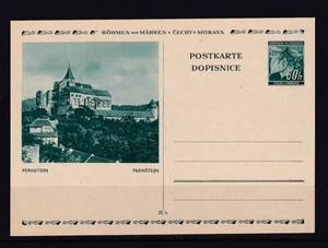 GERMANY BOHEMIA & MORAVIA PREPAID POSTAL CARD PHOTOGRAPH PERNSTEIN CASTLE #C1622 - Picture 1 of 2