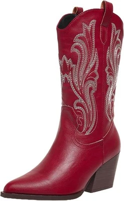 Mujeres Botas de Vaquero Media Pantorrilla Botas de Vaquera Western Bordadas Punta...  Foto 1 de 4