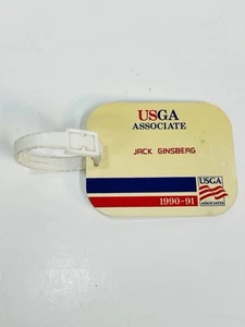 Golf Bag Name Tag Jack Ginsberg Label USGA Associate 1990-1991 Luggage Strap VTG - Picture 1 of 7