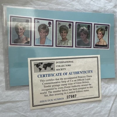 Princess Diana Commemorative Stripes Of Five Stamps, Authentic, 183 - Image 1 of 4