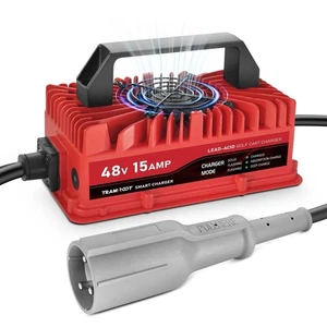 TRAMROOT 15 Amp Golf Cart Charger for 48 Volt Club Car DS & Precedent Lead Acid - Foto 1 di 10