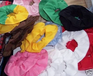 Mini Hair Scrunchies by Sherry Cotton Fabric Ties Ponytail Holders Lot of 2 - Picture 1 of 29