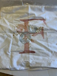 Decorative Pillow Cover- Letter F W/ Floral- Zip - New - Picture 1 of 7