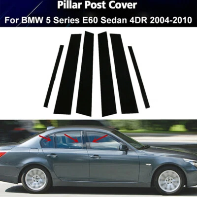 For BMW E60 Sedan 2003-2009 2010 Gloss Black Pillar Posts Door Window Cover Foto 1 de 4