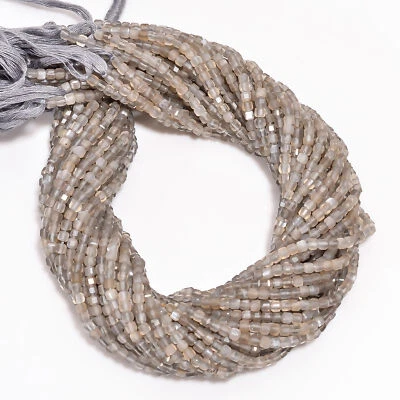 Серый лунный камень драгоценных камней коробка формы микро граненые бусины 3 x 3 мм прядь 12,5 «GB-687 - Изображение 1 из 3