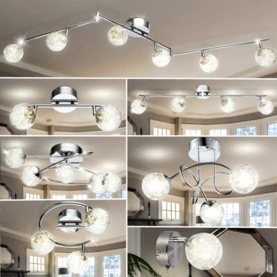 Plafoniera Luce da Parete Punti Mobile Sfera di Vetro Cromo Trasparente LED - Immagine 1 di 3