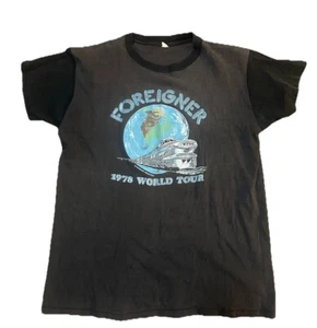 Vintage 70s Foreigner World Tour Shirt 1978 Band T Original Concert Medium Rare - Picture 1 of 7
