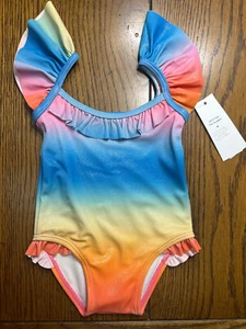 NWT Janie and Jack Garden Getaway Rainbow Ombre Ruffle Swimsuit Size 6-12 Months - Picture 1 of 4