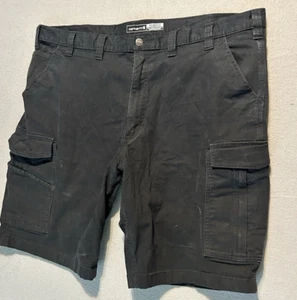 Carhartt Shorts Mens 44 Black Rugged Flex Relaxed Fit Canvas Work Short - Picture 1 of 11