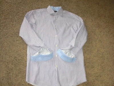 Camisa de vestir BEN SHERMAN púrpura multi rayas 15 x 32-33 Foto 1 de 3