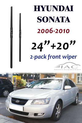 Paquete de 2 limpiaparabrisas delantero de 24"+20" para Hyundai Sonata 2006-2010 Foto 1 de 2