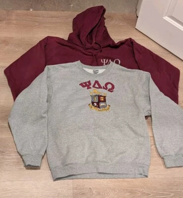 Sudadera y Sudadera con Capucha Cuello Redondo Vintage Años 90 Psi Delta Omega Fraternidad Hermandad L Foto 1 de 4