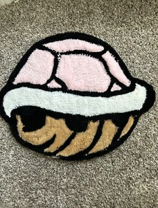 Small Pink Mario Kart Turtle Shell Tufted Rug 17.5” x 14” - Picture 1 of 8