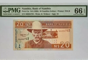 1996 Namibia 20 Dollars PMG66 EPQ <P-5a> GEM UNC  - Picture 1 of 2