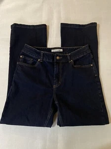 Chicos Platinum Jeans Size 1 M Regular Rhinestones Cotton Spandex Dark Blue - Picture 1 of 11