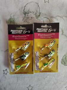 2 Panther Martin FishSeeUV Vibrant Image 3 Pack #4 (1/8 oz) Spinner Kit 2 Packs