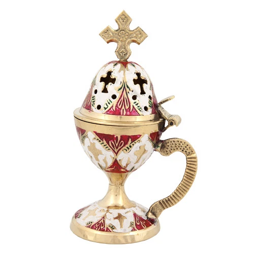 Colored Orthodox Brass Incense Burner - Handmade - High Quality 5.6" 14.3cm - Image 1 of 1