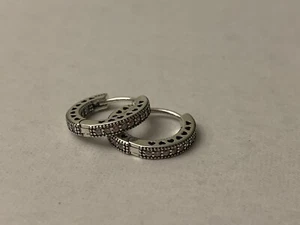 Brand New Genuine Pandora Pave Hearts Of Pandora Hoop CZ Earrings 296317CZ - Picture 1 of 5