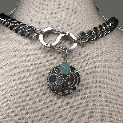 Grueso Collar con Dije de Plata Mosquetón Celestial Único Hecho a Mano ¡Único en Su Clase! Foto 1 de 4